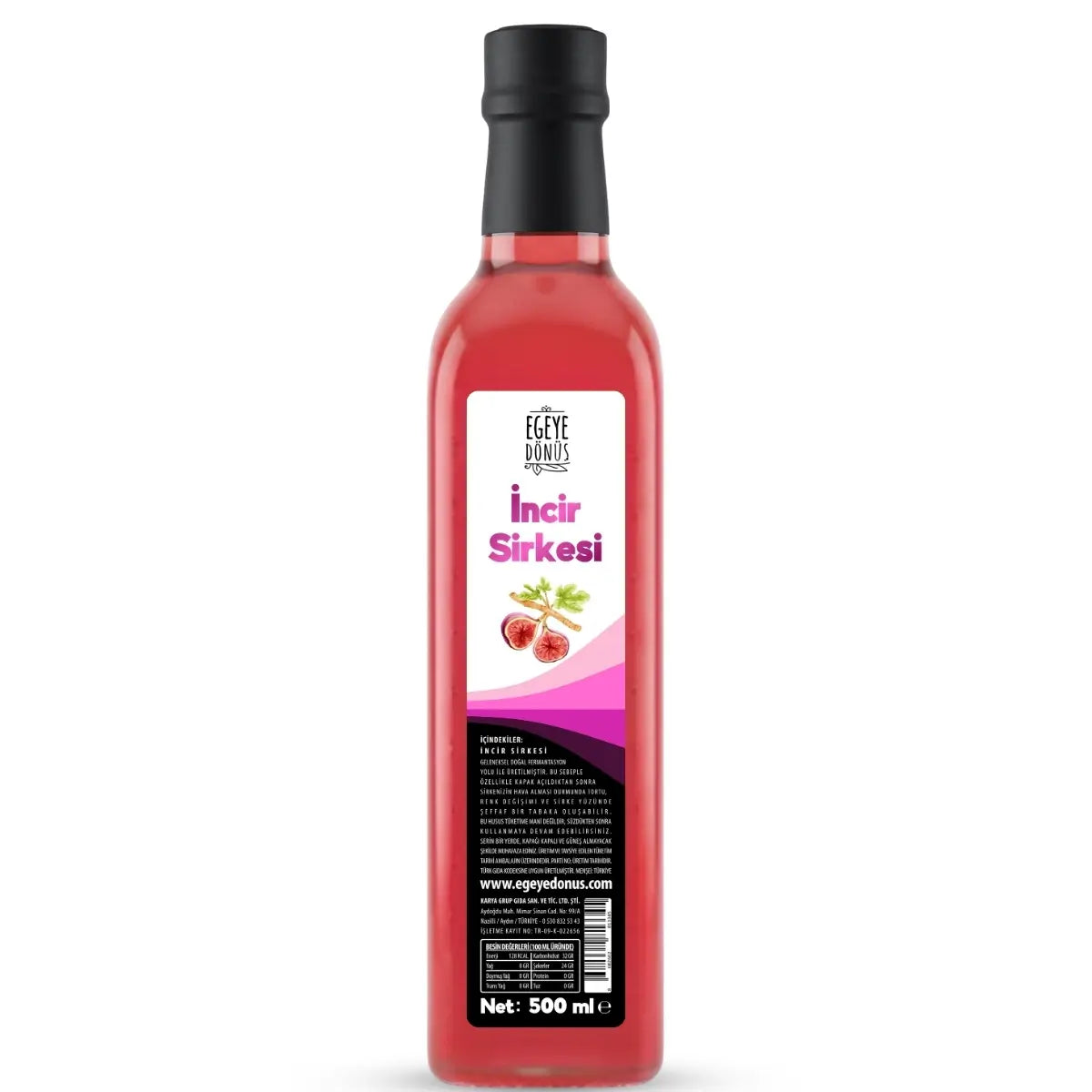 Egeye Dönüş Doğal Fermente İncir Sirkesi 500 ml cam şişe