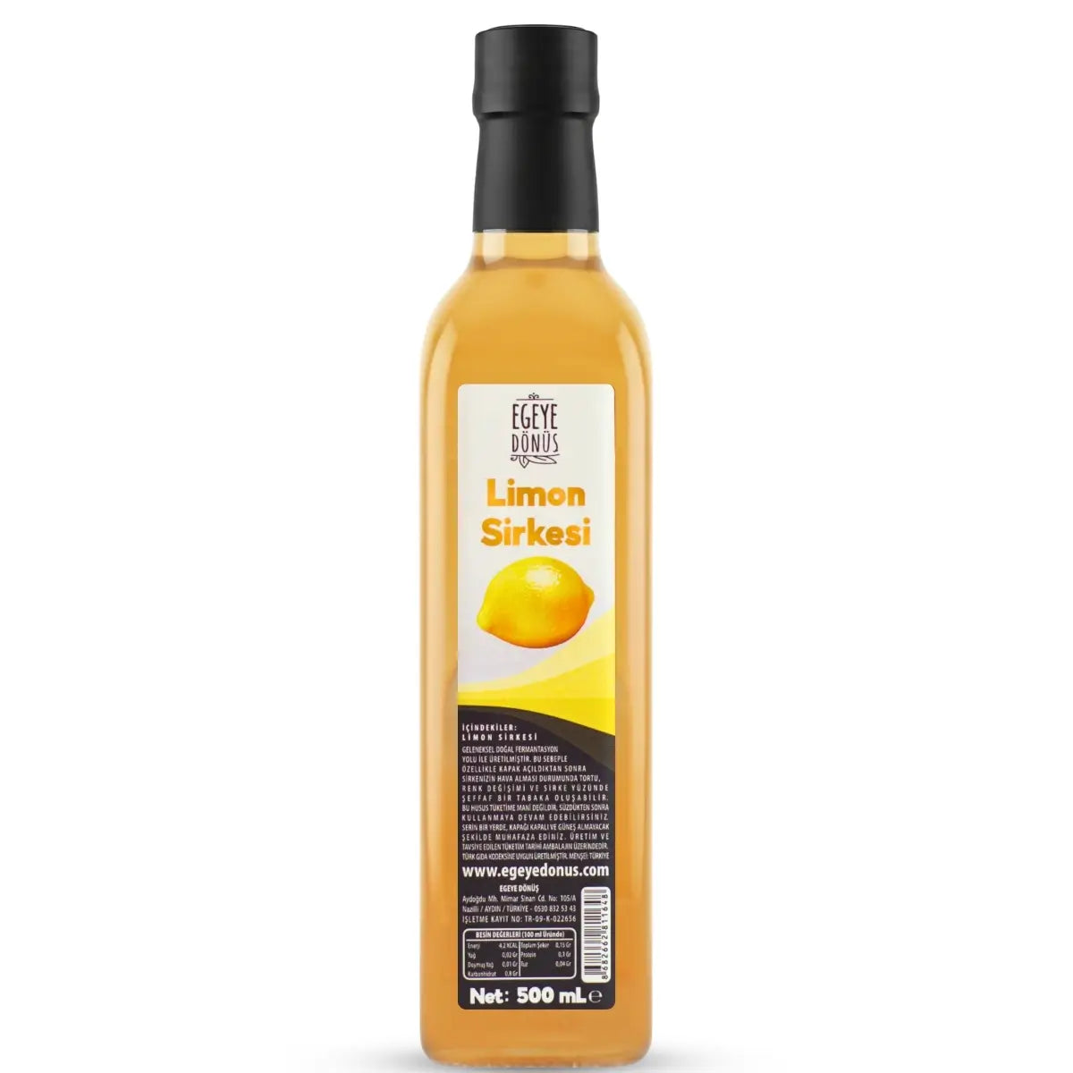 Egeye Dönüş Limon Sirkesi 500 ml cam şişe – doğal fermente limon sirkesi