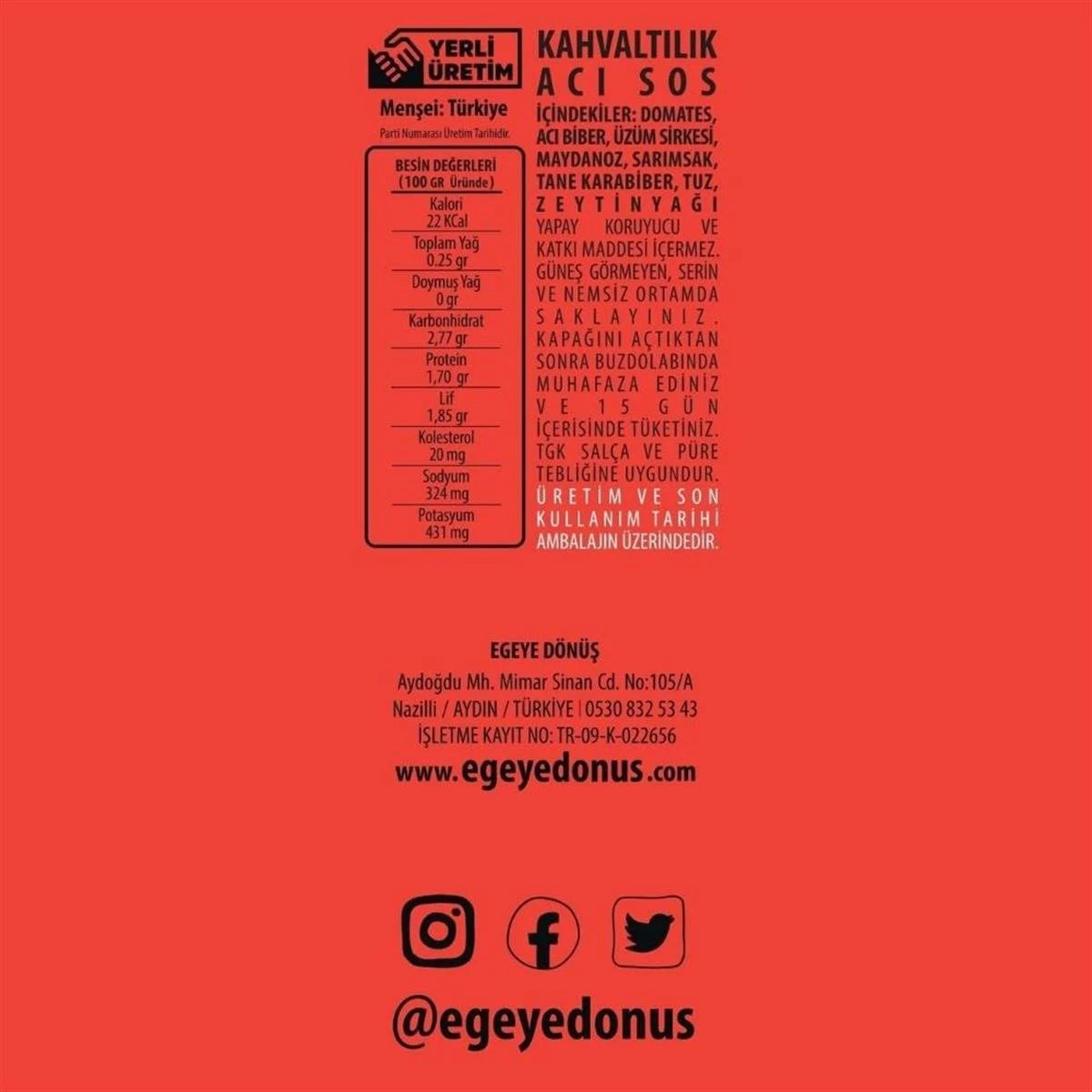 Kahvaltılık Acı Sos