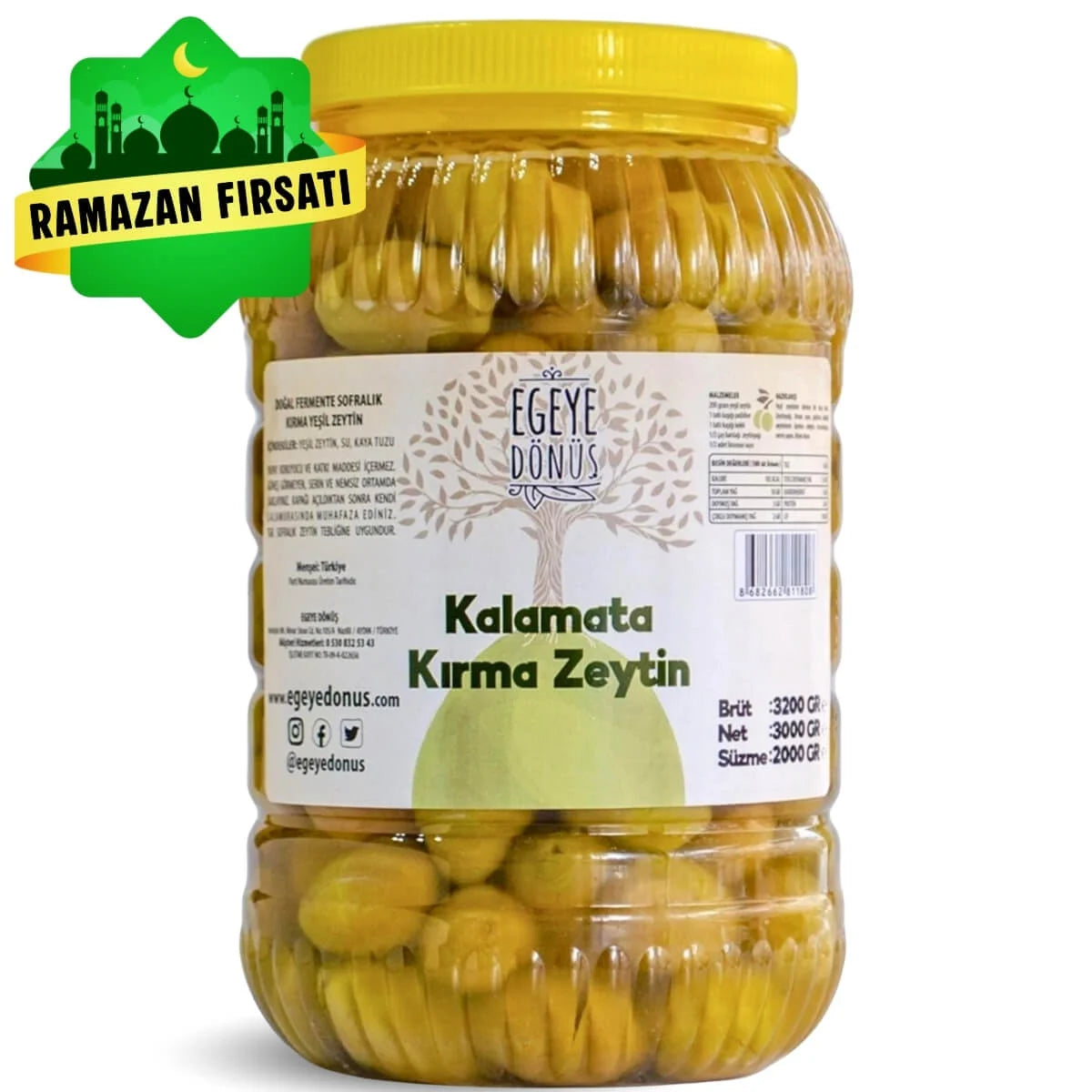 Kalamata Yeşil Kırma Zeytin (2 Kg.)