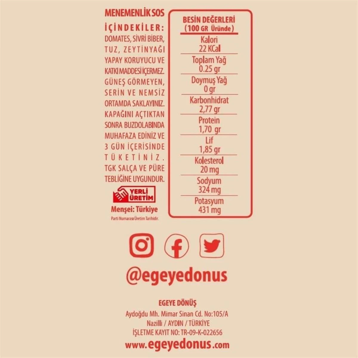 Menemenlik Sos 5 Adet X 500 Gr.