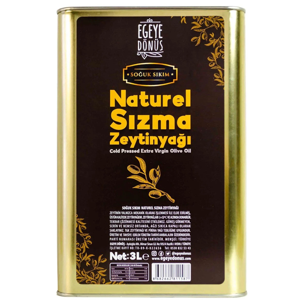Soğuk Sıkım Zeytinyağı (3 Lt.)